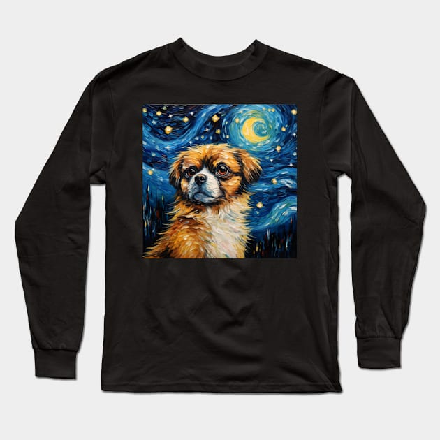 Tibetan Spaniel oil Painting Long Sleeve T-Shirt by NatashaCuteShop